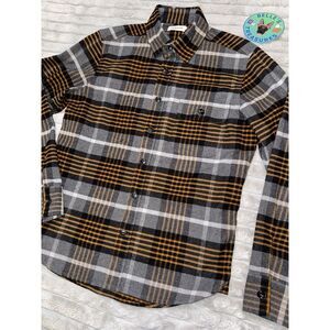 Taylor Stitch Brown and Gray Plaid Casual Button Down Shirt